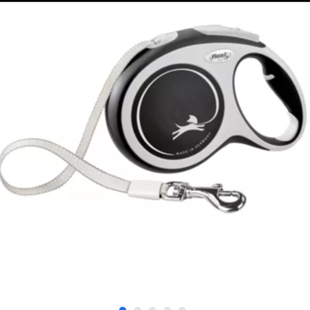 FLEXI COMFORT RETRACTABLE TAPE DOG LEASH -25FT- GRAY/BLACK-- GERMAN DESIGN LARGE
